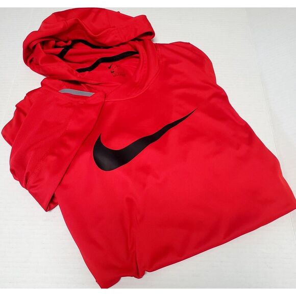 Nike ELITE DriFit Hoodie MED Red/Black Swoosh Light Activewear Perforated/Solid - Picture 14 of 14